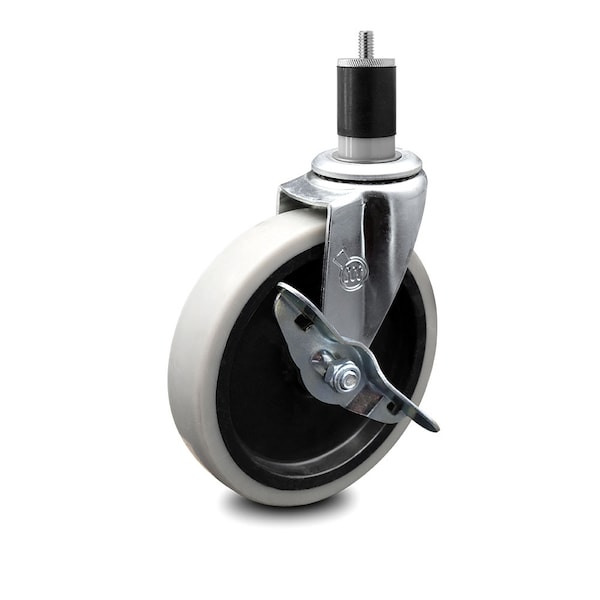 5 Inch Thermoplastic Rubber Wheel 1-7/8 Inch Expanding Stem Caster with Brake